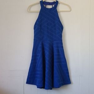 Blue Backless A Line Midi Dress Casual or Formal